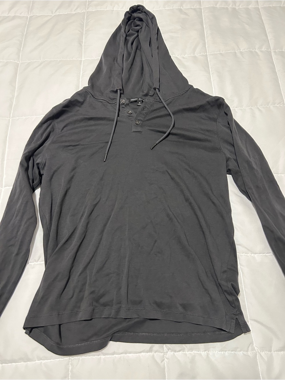 Robert Barakett Black Hooded Henley Long-Sleeve Shirt